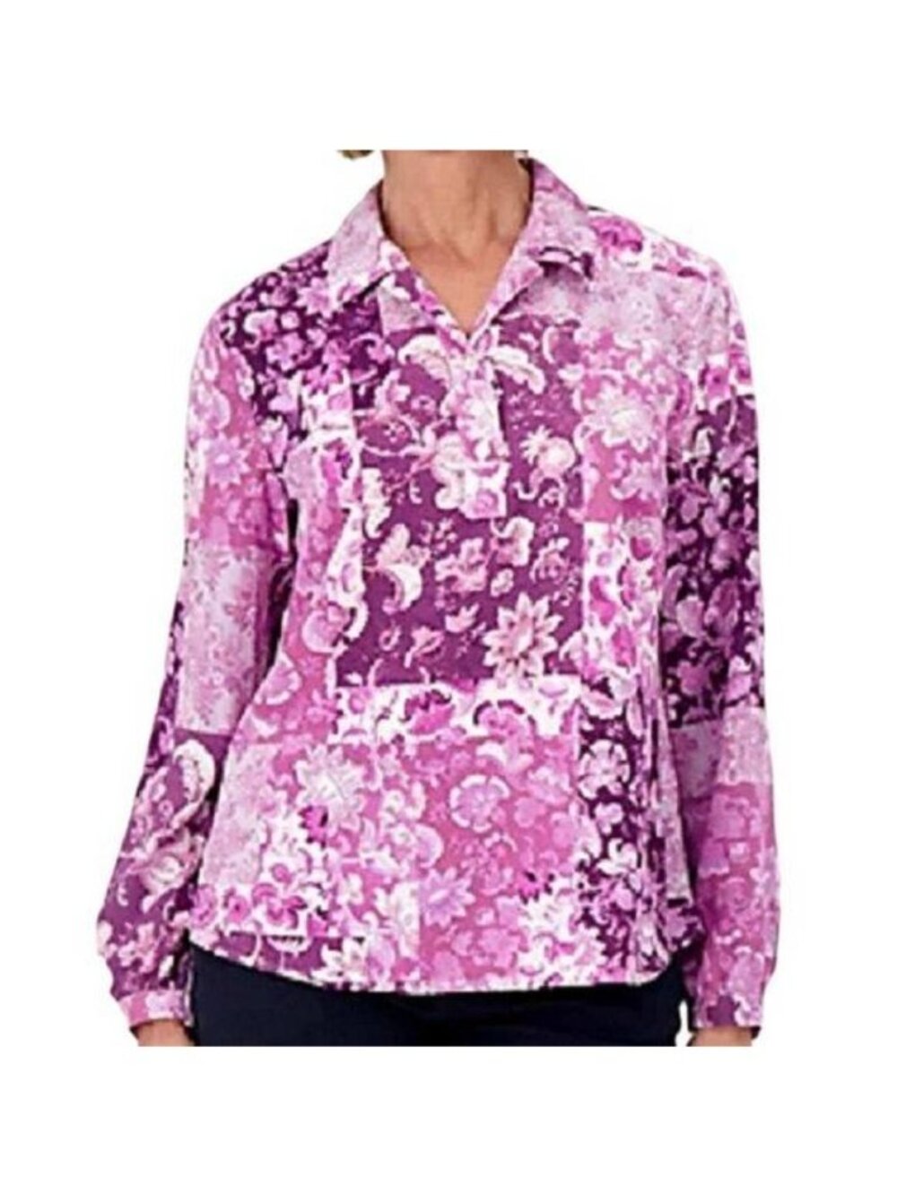 Denim & Co. Printed Top with Curved Hem 3X - Picture 5 of 8